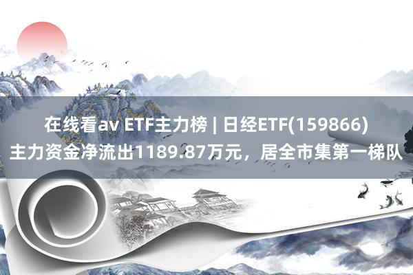 在线看av ETF主力榜 | 日经ETF(159866)主力资金净流出1189.87万元，居全市集第一梯队