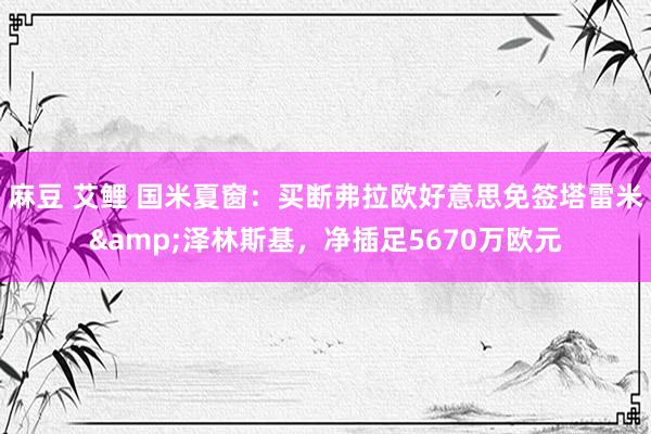 麻豆 艾鲤 国米夏窗：买断弗拉欧好意思免签塔雷米&泽林斯基，净插足5670万欧元