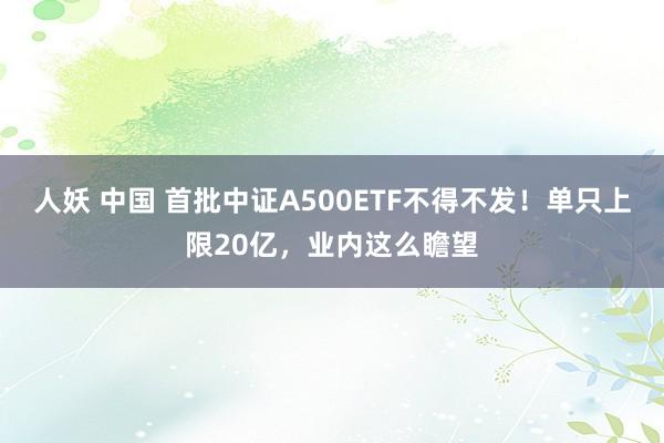 人妖 中国 首批中证A500ETF不得不发！单只上限20亿，业内这么瞻望