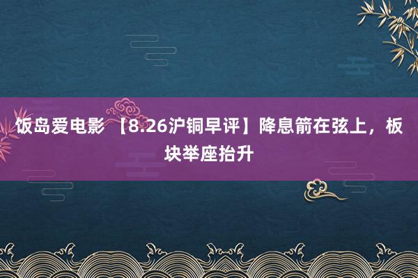 饭岛爱电影 【8.26沪铜早评】降息箭在弦上，板块举座抬升